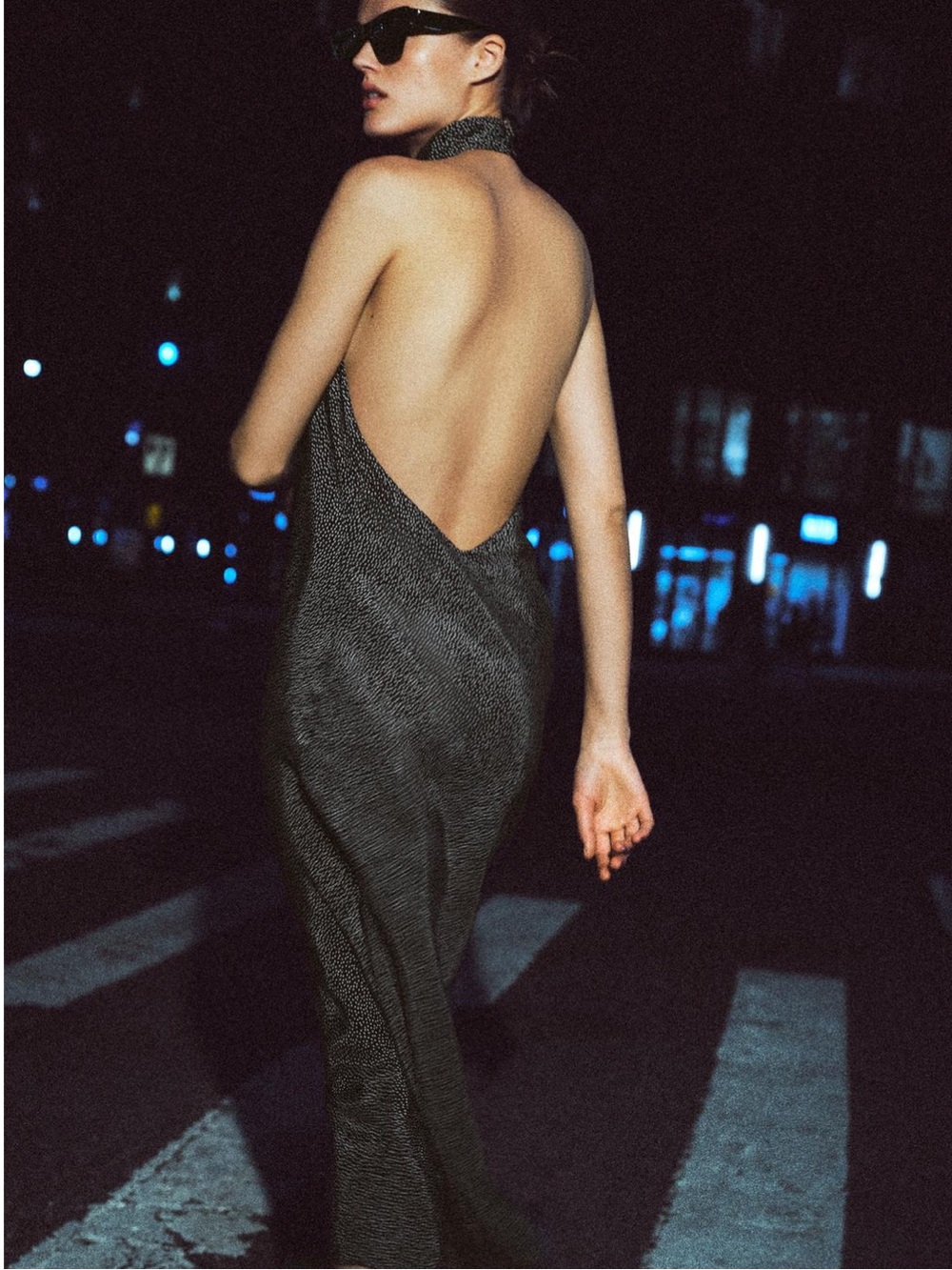 Halter Neck Black Printed Maxi Dress